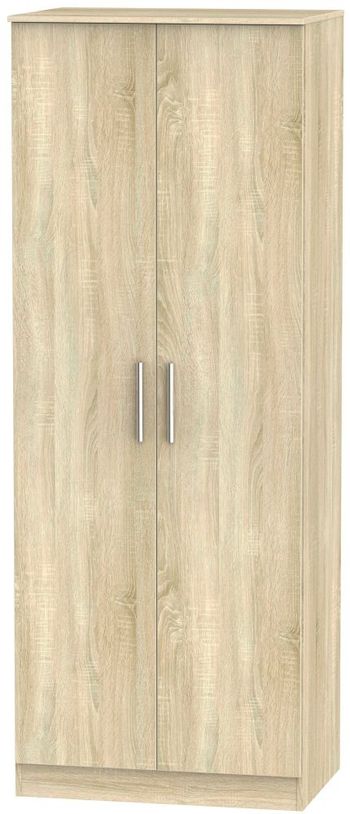 Contrast Plain Oak 2 Door Tall Wardrobe