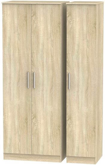 Contrast Oak 3 Door Tall Triple Wardrobe