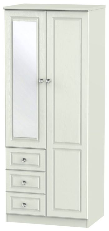 Crystal Combi Cashmere 2 Door 1 Mirror RHF 3 Drawer Wardrobe