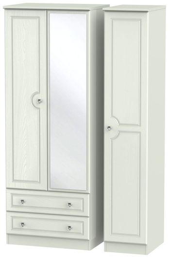 Crystal Tall Combi Cashmere 3 Door 1 Mirror LHF 2 Drawer Wardrobe