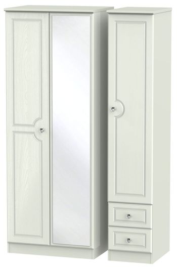 Crystal Tall Combi Cashmere 3 Door 1 Mirror RHF 2 Drawer Wardrobe