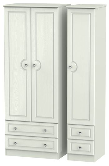 Crystal Tall Cashmere 3 Door 4 Drawer Triple Wardrobe