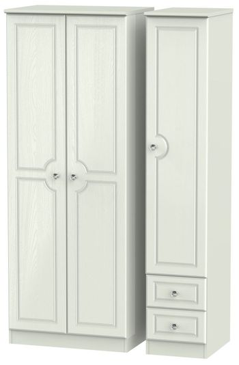 Crystal Tall Cashmere 3 Door RHF 2 Drawer Triple Wardrobe