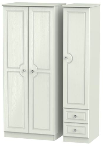 Crystal Cashmere 3 Door RHF 2 Drawer Triple Wardrobe