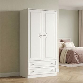 Crystal Double White H 182.5cm 2 Door 2 Drawer Wardrobe