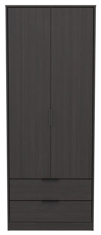 Diego Black 2 Door 2 Drawer Tall Wardrobe