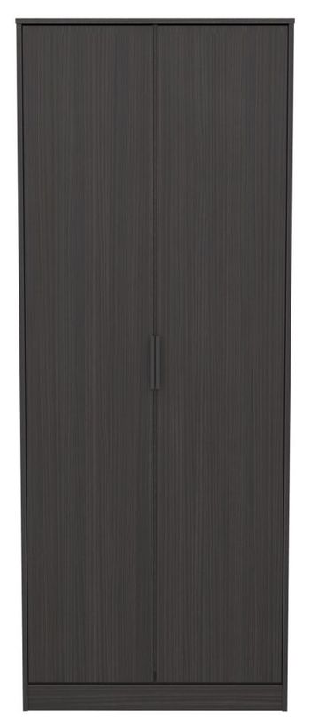Diego Black 2 Door Plain Tall Wardrobe