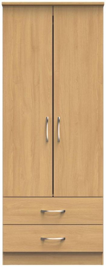 Eve Oak 2 Door 2 Drawer Double Tall Wardrobe