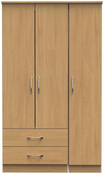 Eve Oak 3 Door LHF 2 Drawer Tall Triple Wardrobe