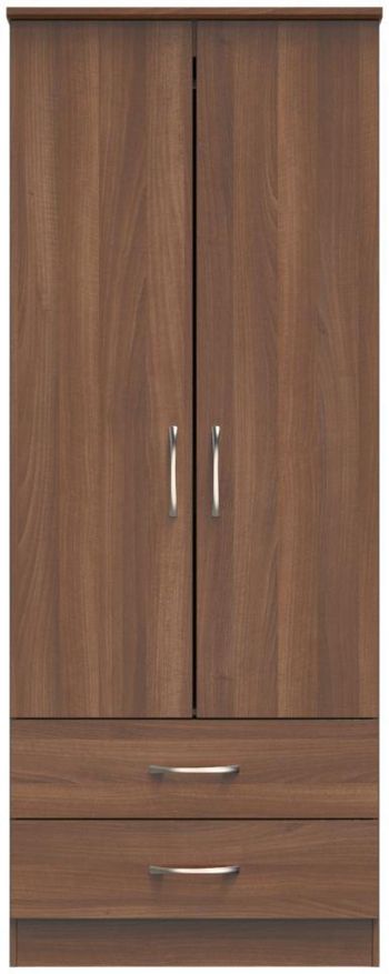 Eve 2 Door 2 Drawer Double Tall Walnut Wardrobe