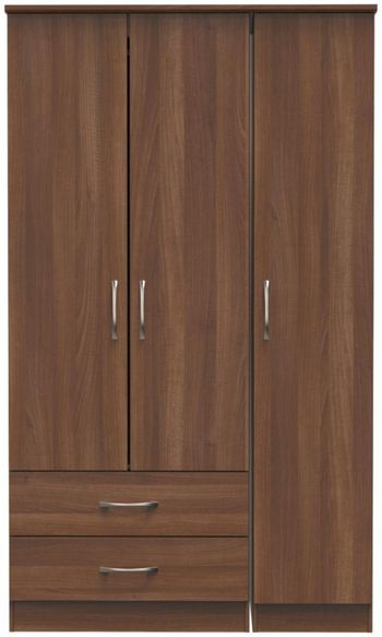Eve 3 Door LHF 2 Drawer Tall Triple Walnut Wardrobe