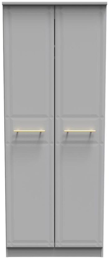 Faye Grey 2 Door Tall Plain Wardrobe