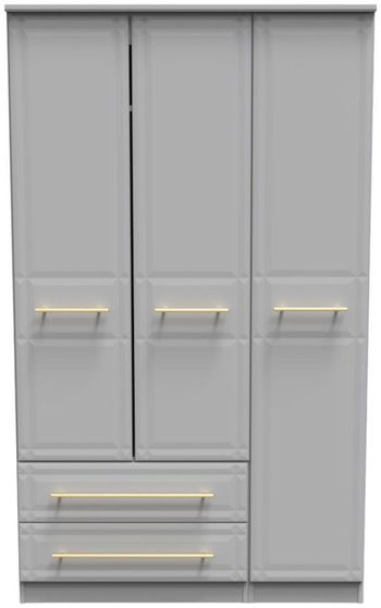 Faye Grey 3 Door LHF 2 Drawer Triple Wardrobe