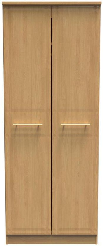 Faye Oak 2 Door Tall Plain Wardrobe