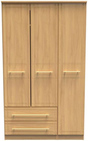 Faye Oak 3 Door LHF 2 Drawer Triple Wardrobe