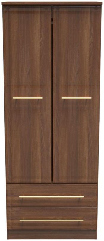 Faye 2 Door 2 Drawer Double Walnut Wardrobe