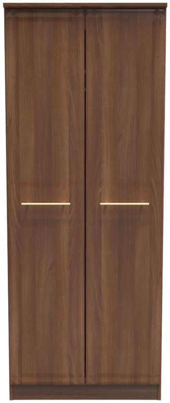 Faye 2 Door Tall Plain Walnut Wardrobe