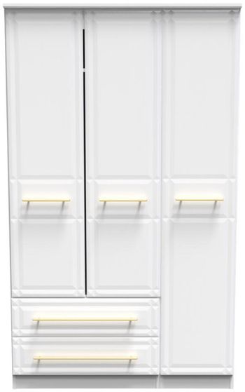 Faye White 3 Door LHF 2 Drawer Triple Wardrobe