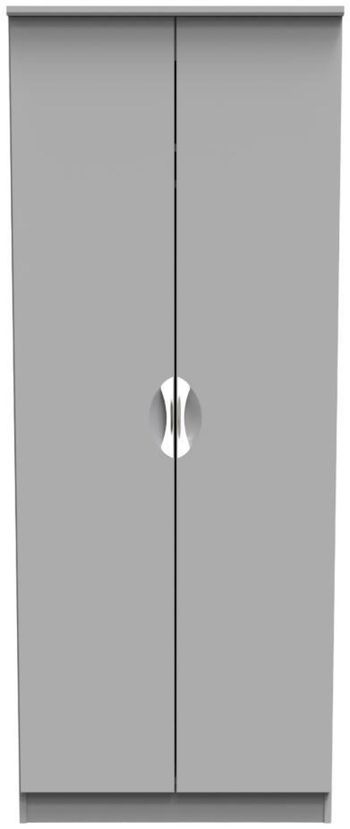 Flora Grey 2 Door Tall Plain Wardrobe