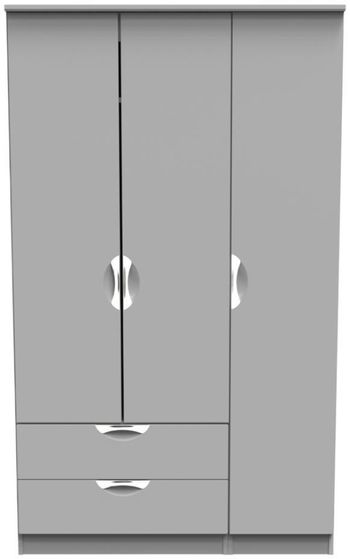 Flora Grey 3 Door LHF 2 Drawer Triple Wardrobe