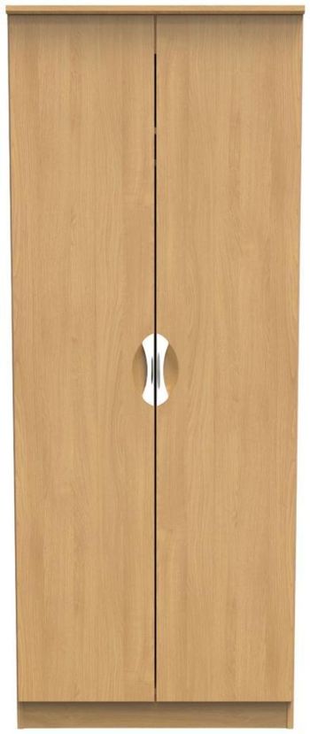 Flora Oak 2 Door Tall Plain Wardrobe