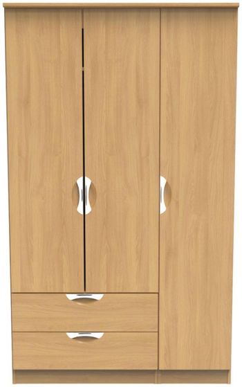 Flora Oak 3 Door LHF 2 Drawer Triple Wardrobe