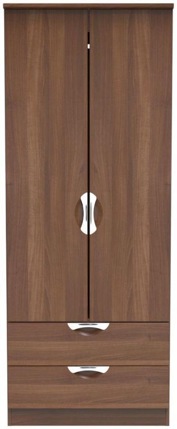 Flora 2 Door 2 Drawer Double Walnut Wardrobe