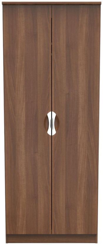 Flora 2 Door Tall Plain Walnut Wardrobe