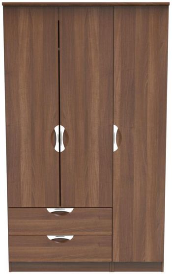 Flora 3 Door LHF 2 Drawer Triple Walnut Wardrobe