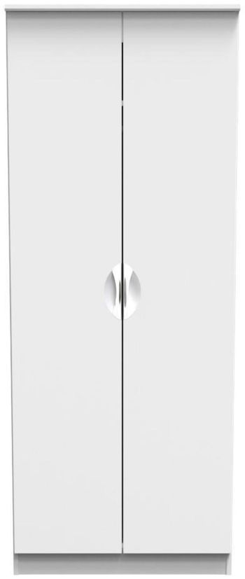 Flora White 2 Door Tall Plain Wardrobe