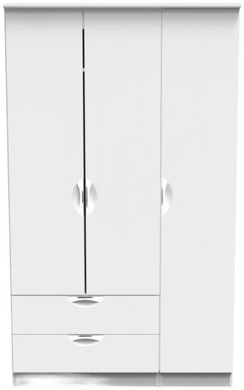 Flora White 3 Door LHF 2 Drawer Triple Wardrobe