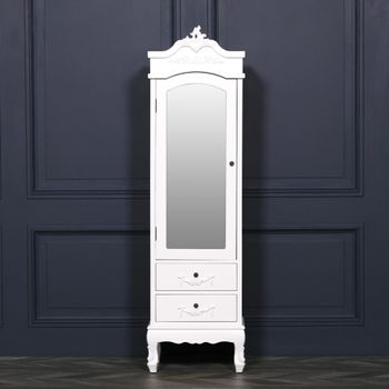 French Style Armoire Combi White Carved 1 Door Wardrobe
