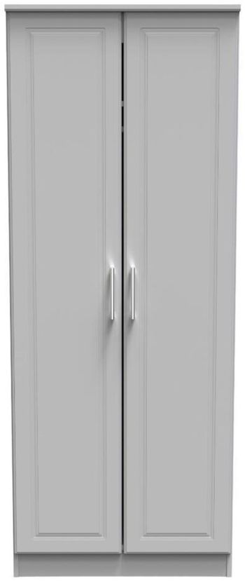 Gina Grey 2 Door Tall Plain Wardrobe