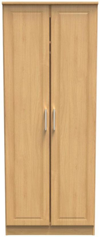 Gina Oak 2 Door Tall Plain Wardrobe