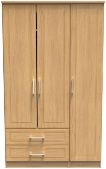 Gina Oak 3 Door LHF 2 Drawer Triple Wardrobe