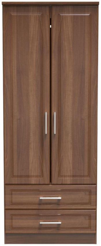 Gina 2 Door 2 Drawer Double Walnut Wardrobe