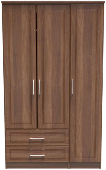 Gina 3 Door LHF 2 Drawer Triple Walnut Wardrobe
