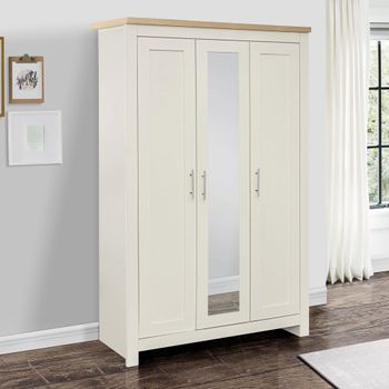 Highgate Mirror Cream Painted 3 Door Wardrobe