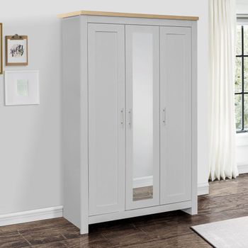 Highgate Mirror Grey Painted 3 Door Wardrobe