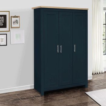 Highgate Navy Blue Painted 3 Door Wardrobe