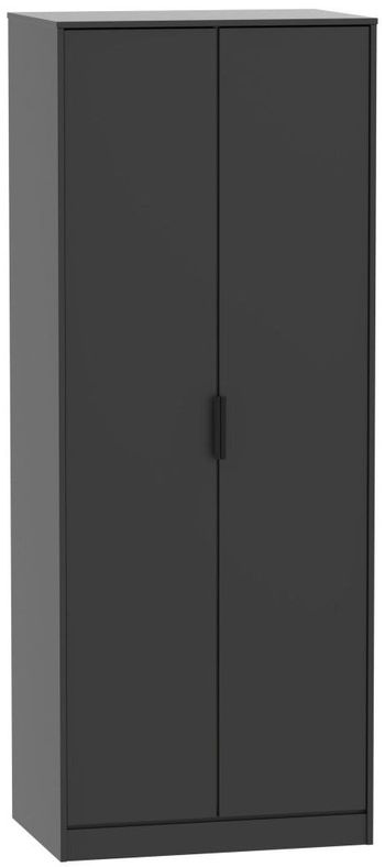 Hong Kong Black 2 Door Tall Plain Wardrobe