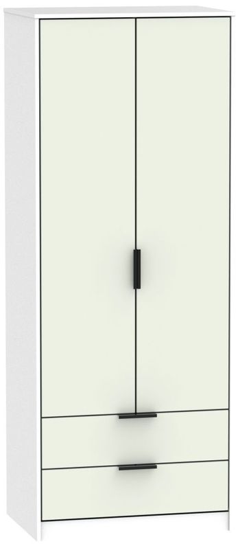 Hong Kong Cashmere and White 2 Door 2 Drawer Tall Wardrobe