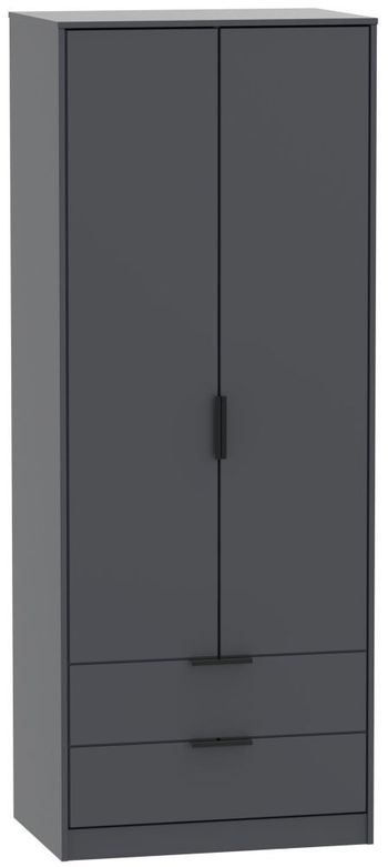 Hong Kong Graphite 2 Door 2 Drawer Tall Wardrobe