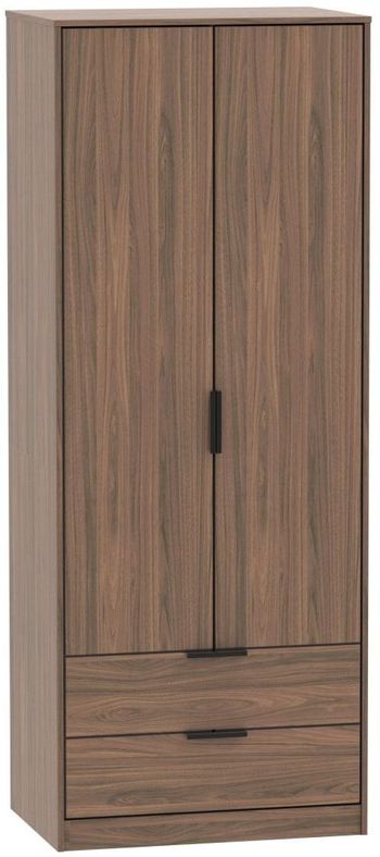 Hong Kong 2 Door 2 Drawer Tall Walnut Wardrobe