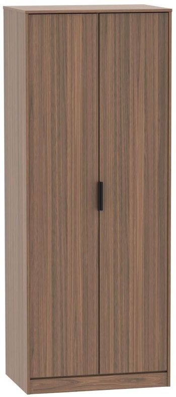 Hong Kong 2 Door Tall Plain Walnut Wardrobe