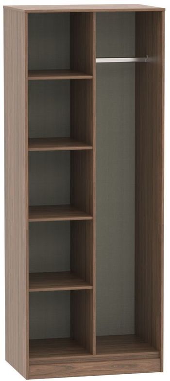 Hong Kong Front Open Shelf Walnut Wardrobe