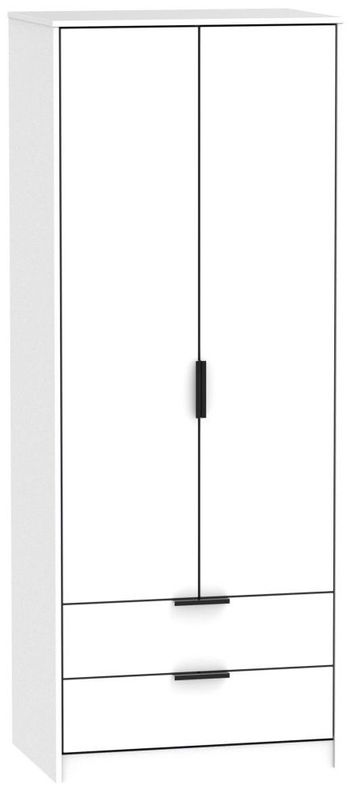 Hong Kong White 2 Drawer 2 Door Tall Wardrobe