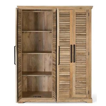 Jaylene Mango Wood 4 Door Louvered Wardrobe