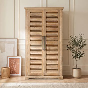 Jaylene Mango Wood 2 Door Louvered Wardrobe