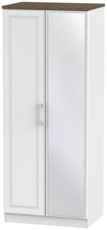 Kent White Ash and Oak 2 Door 1 Mirror Wardrobe